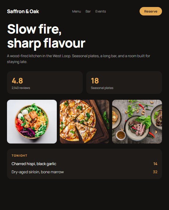 Saffron and Oak website concept